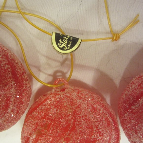 VTG 60'S RED LOLLIPOP ORNAMENTS, SWIRL W/SUGAR COAT, STAR BRAND CO - Picture 3 of 6